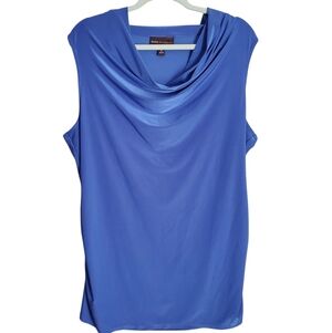 Dana Buchman Bouncy Stretchy Sleeveless Blue Blouse, Flowy Top